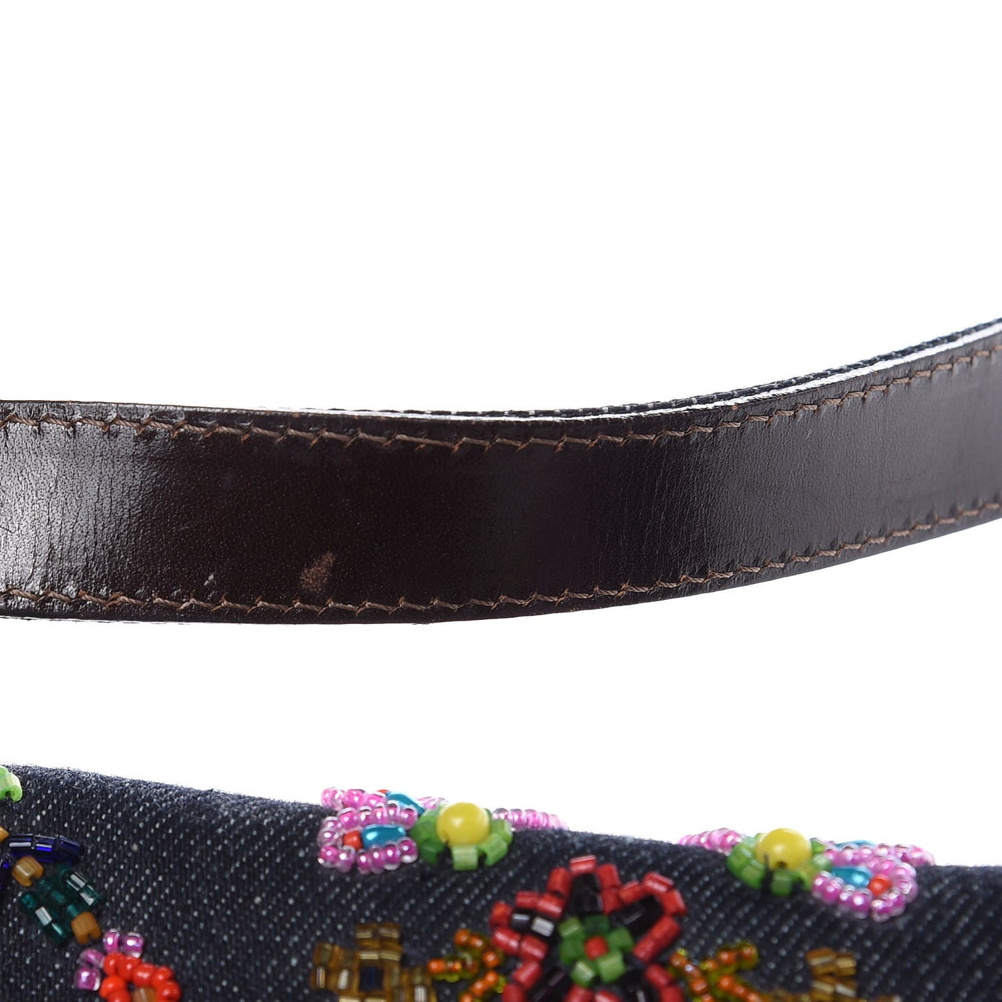 Denim Ricami Beaded Baguette Blue