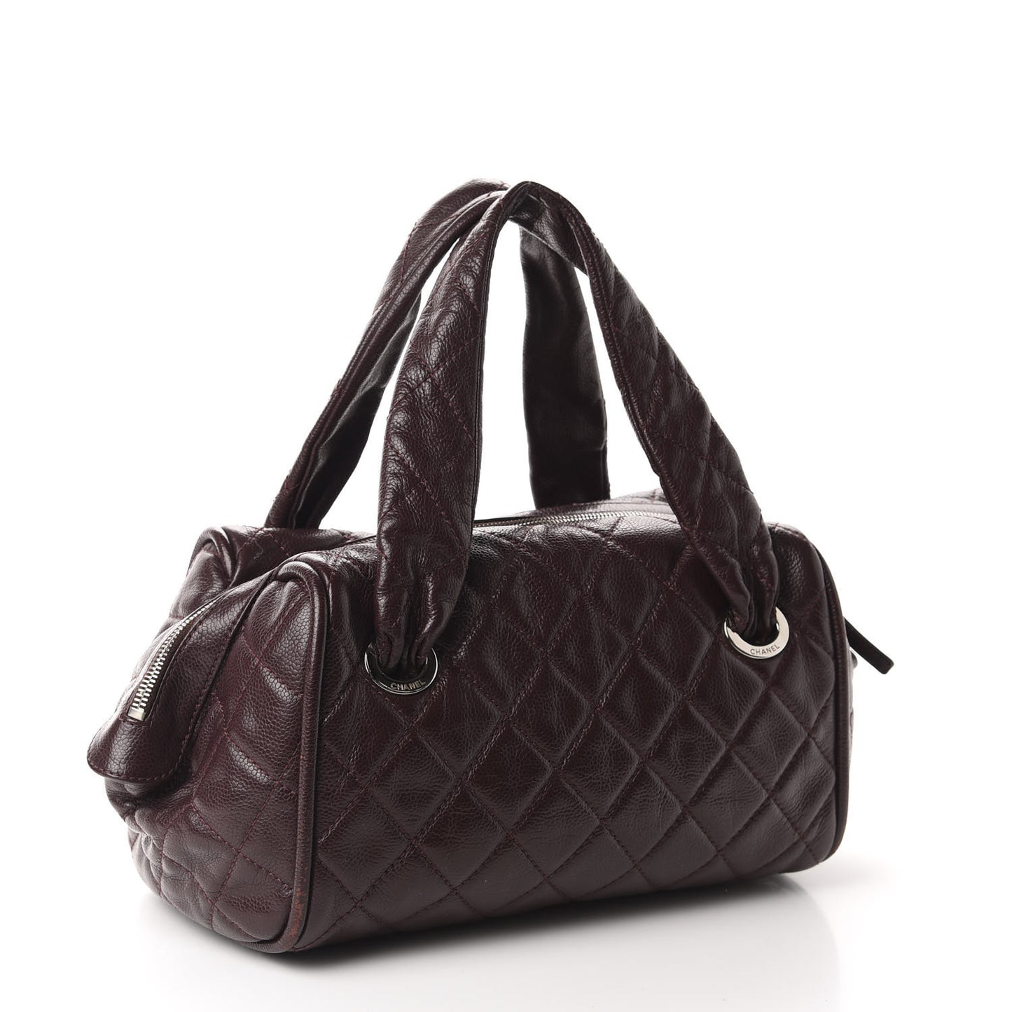 Caviar Quilted CC Timeless Bowler Burgundy