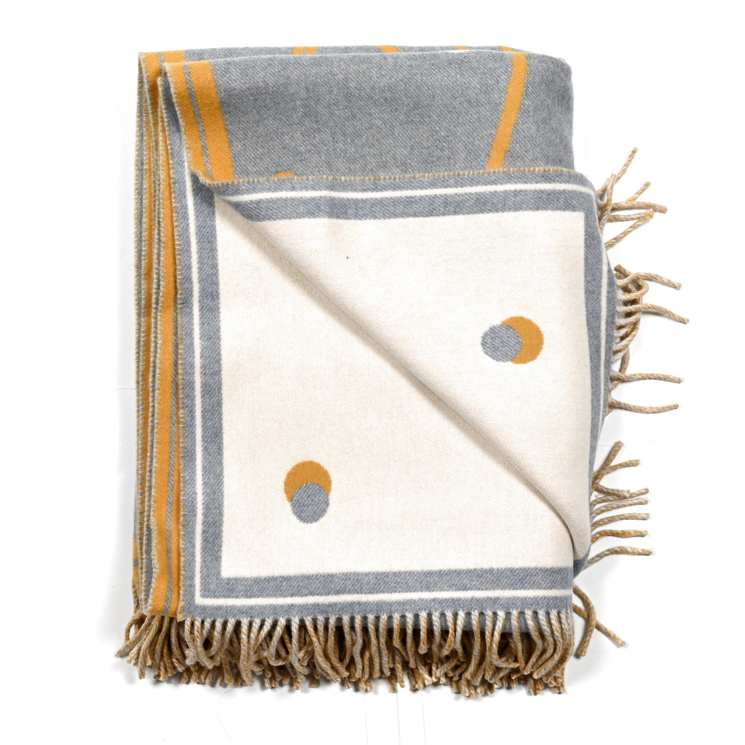 Hermes Merinos Wool Cashmere Cheval Cabriolet Blanket Galet 2 of 3