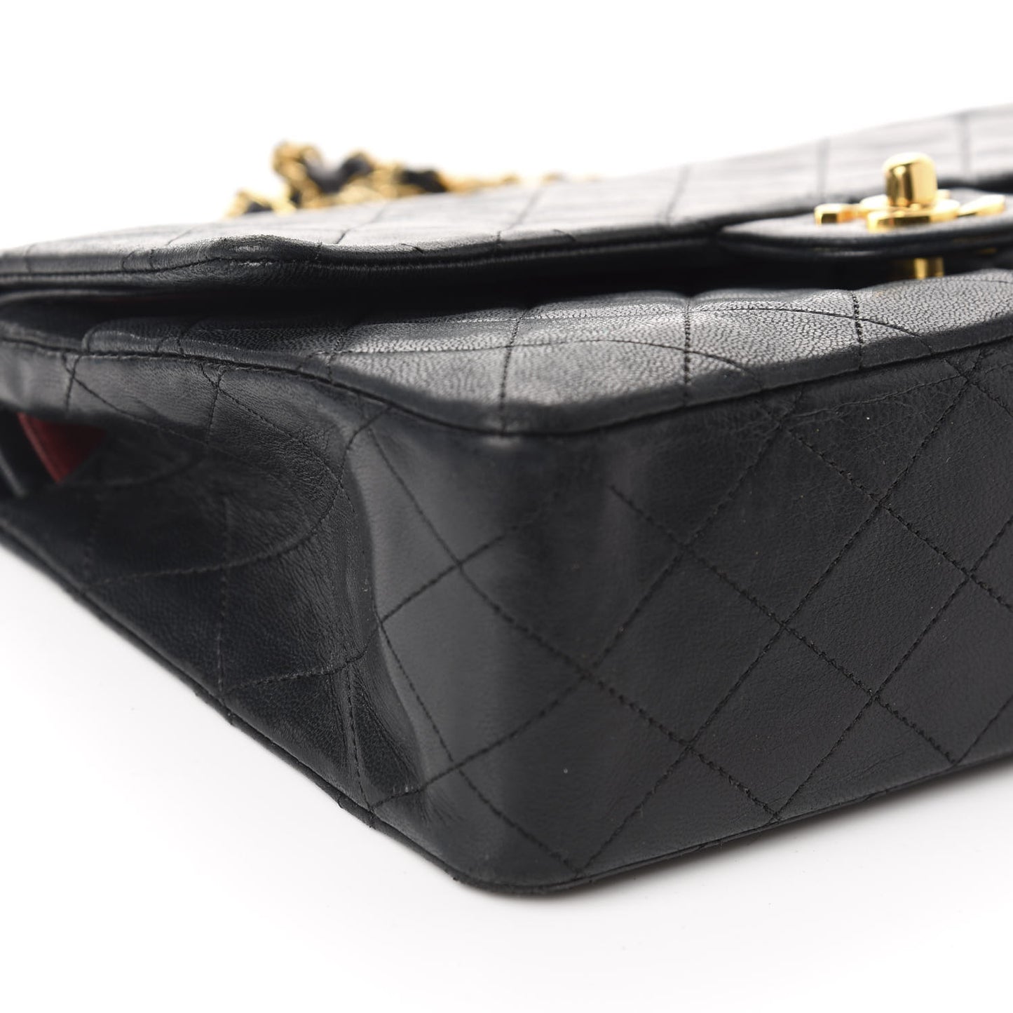 Lambskin Quilted Medium Double Flap Black