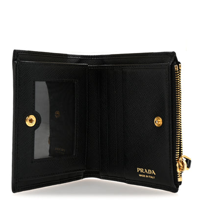 Prada Saffiano Zip Top Compact Wallet Black 5 of 6