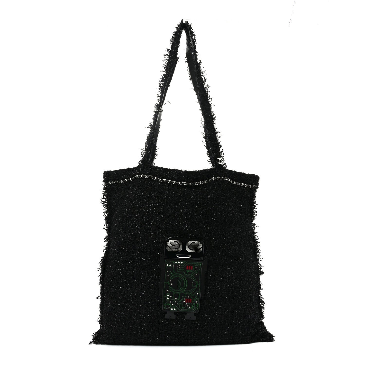 Chanel Tweed Resin Strass Large Robot Shopping Bag Black 1 of 10