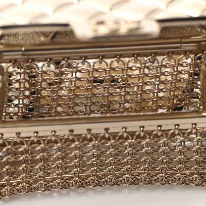 Chanel Metal Lambskin Pearl Chain Flap Bag Long Necklace Gold Black Pearly White 4 of 5