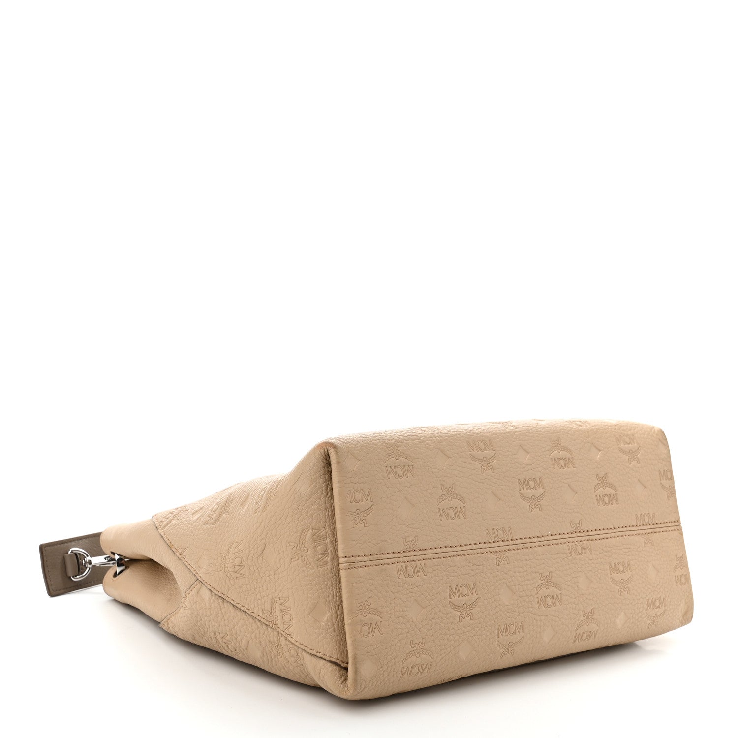 MCM Calfskin Ottomar Monogram Klara Medium Hobo Beige 4 of 15