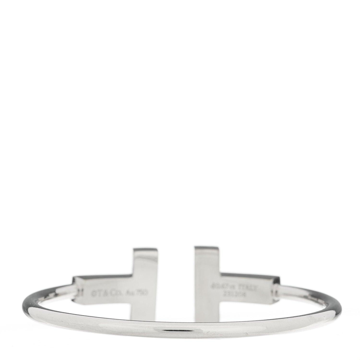 Tiffany 18K White Gold Diamond Tiffany T Wide Wire Bracelet 2 of 4