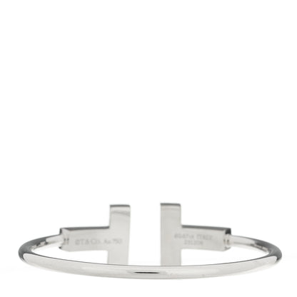 Tiffany 18K White Gold Diamond Tiffany T Wide Wire Bracelet 2 of 4