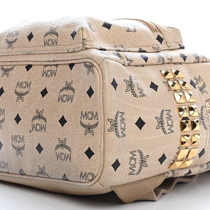 MCM Visetos Small Side Stud Stark Backpack Beige 9 of 10