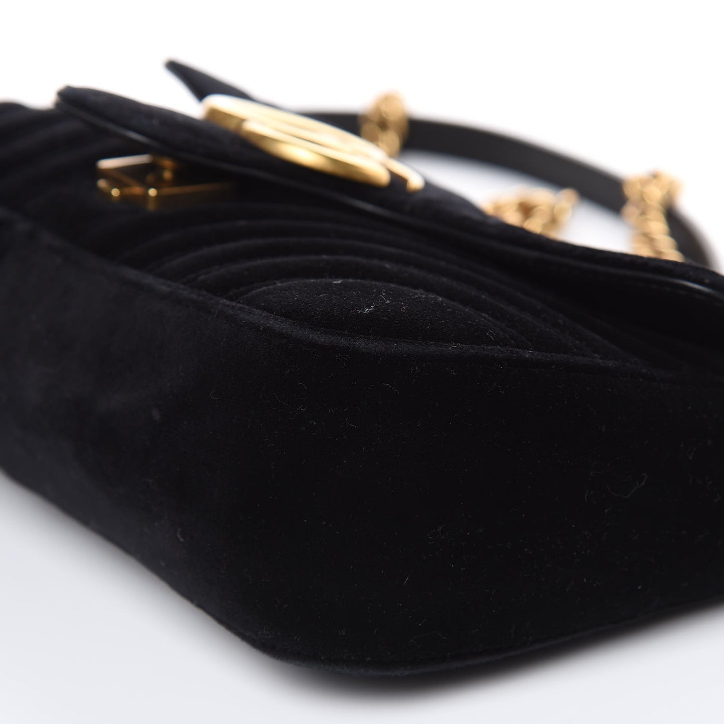 Velvet Matelasse Small GG Marmont Shoulder Bag Black
