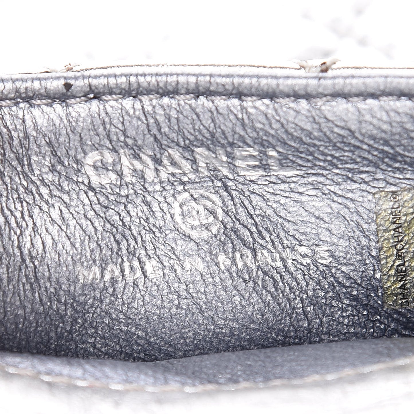 Metallic Aged Calfskin Quilted 2.55 Reissue Phone Case Silver