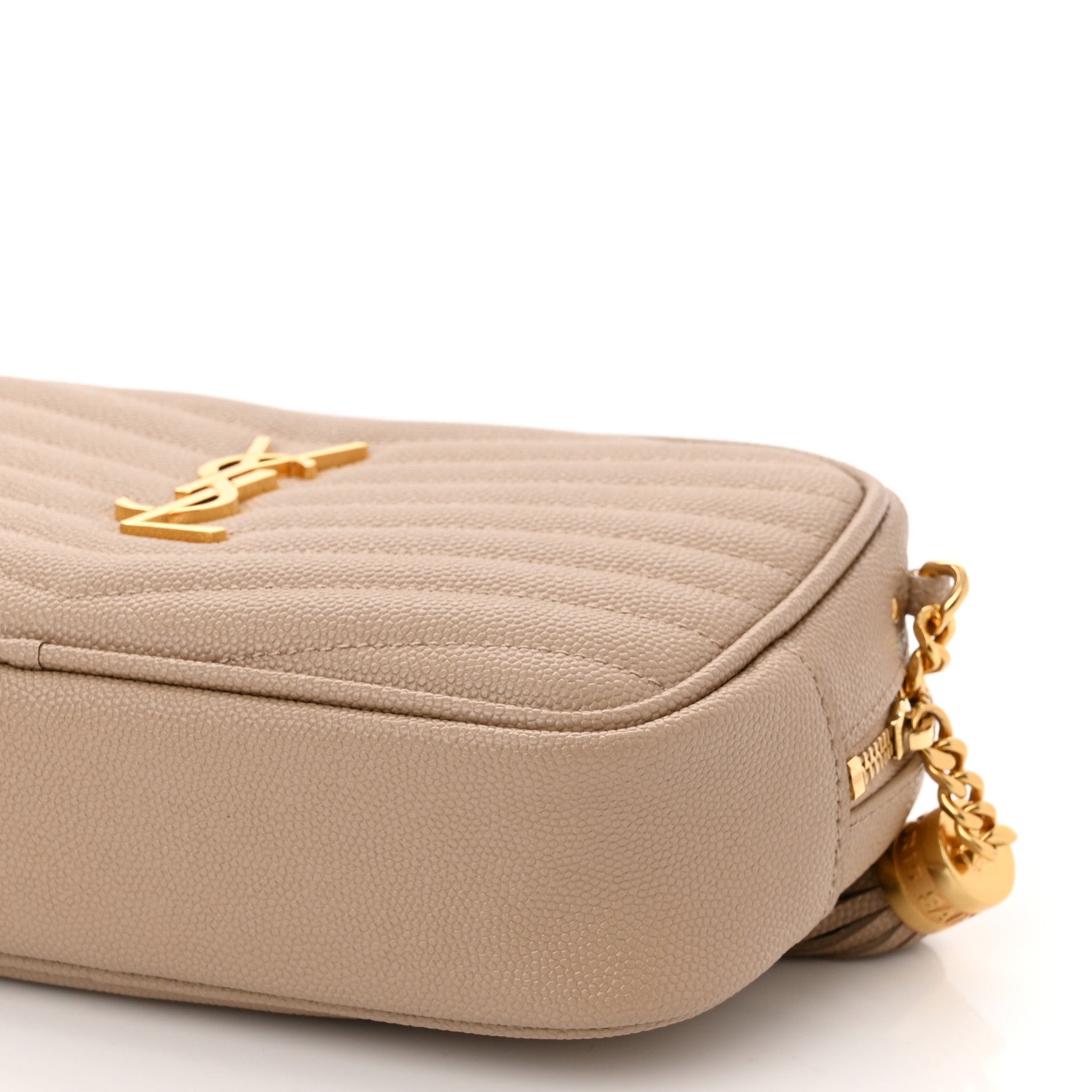 Saint Laurent Grain De Poudre Matelasse Monogram Mini Lou Camera Bag Dark Beige 10 of 10