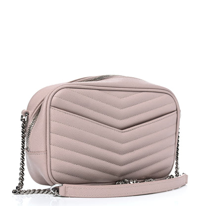 Saint Laurent Grain De Poudre Matelasse Monogram Mini Lou Camera Bag Marble Pink 2 of 4