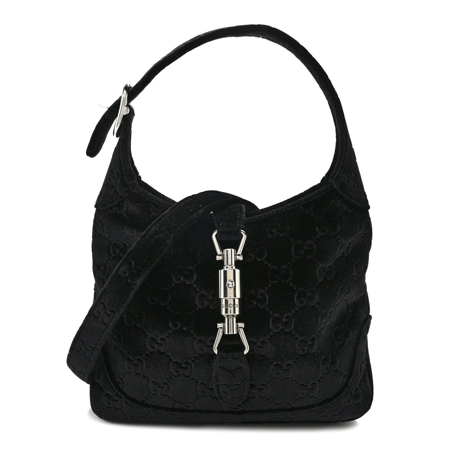 Gucci New Velvet Ashmir GG Monogram Small Jackie 1961 Hobo Black 1 of 9