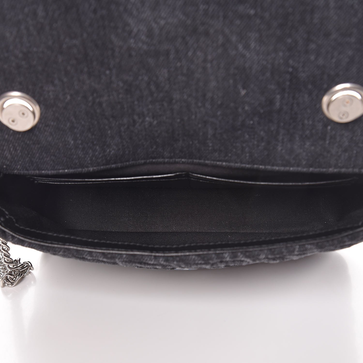 Balenciaga Destroyed Denim Jacquard Logo Matelasse BB Chain Wallet Black 5 of 6