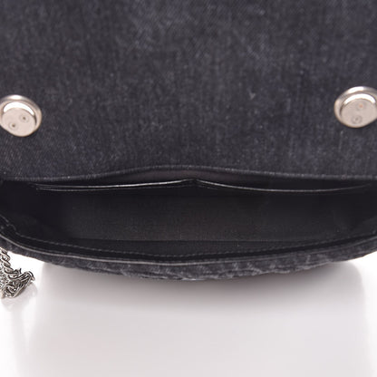 Balenciaga Destroyed Denim Jacquard Logo Matelasse BB Chain Wallet Black 5 of 6