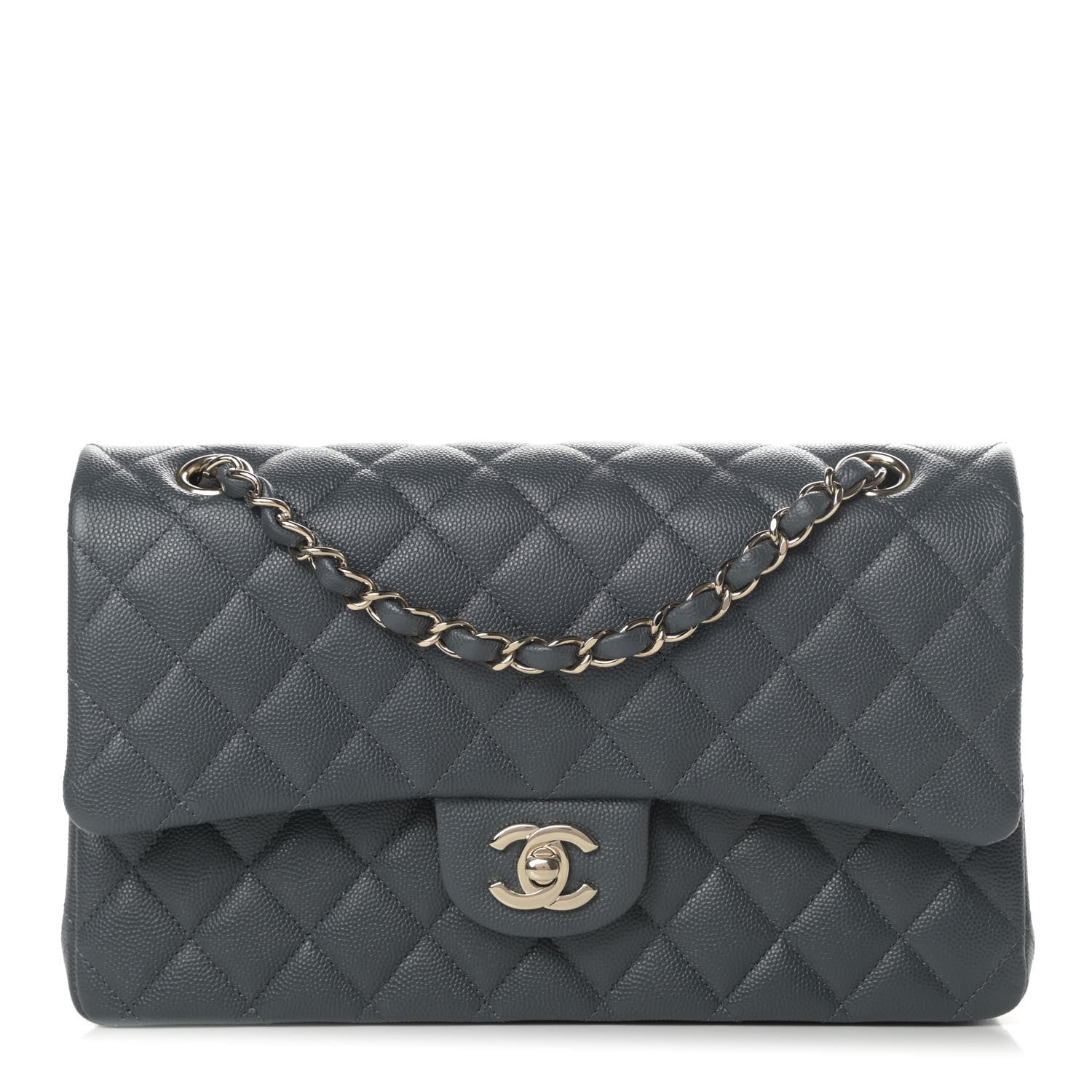 Chanel Caviar Quilted Medium Double Flap Dark Grey 1 of 11