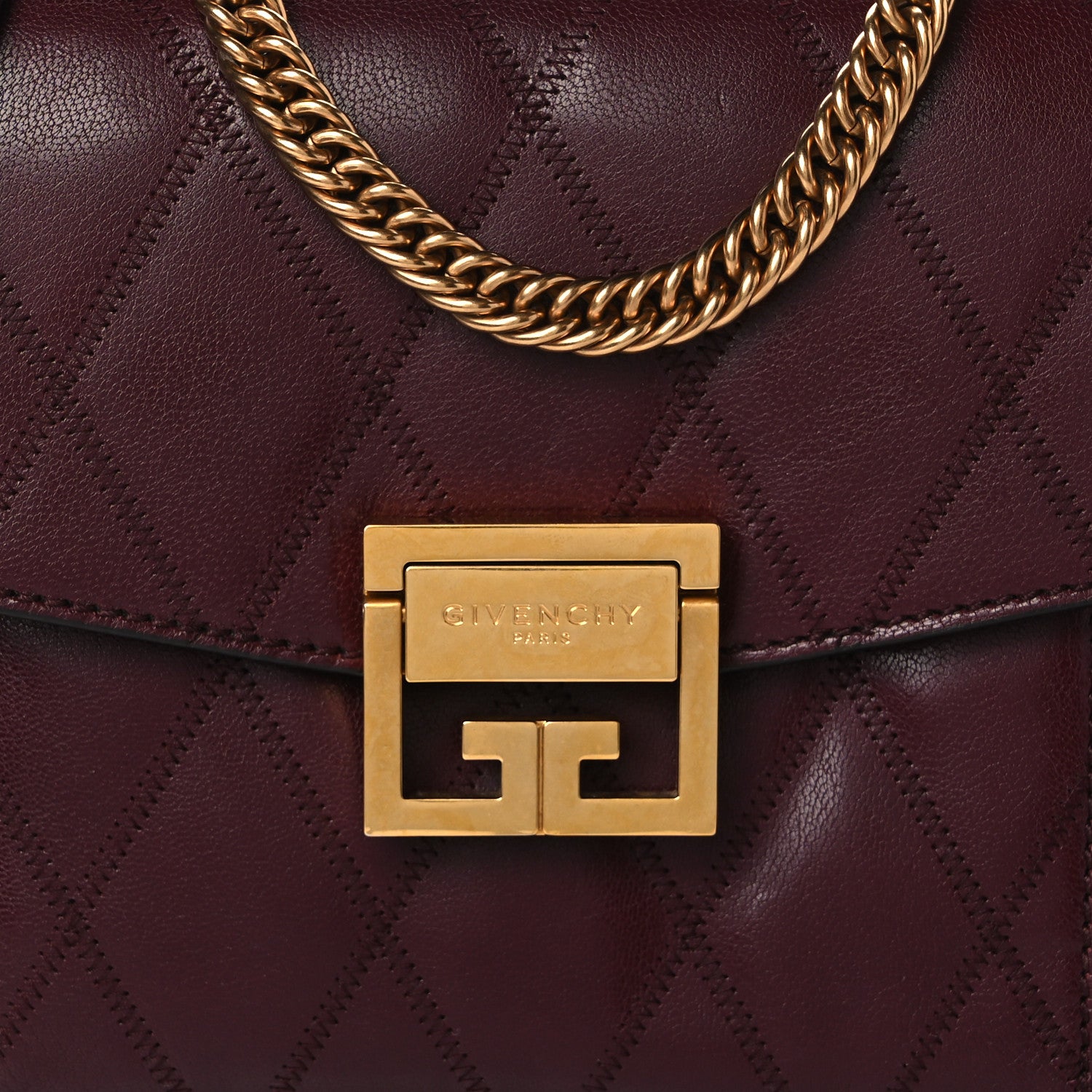 Givenchy Goatskin Quilted Small GV3 Shoulder Bag Aubergine 7 of 9