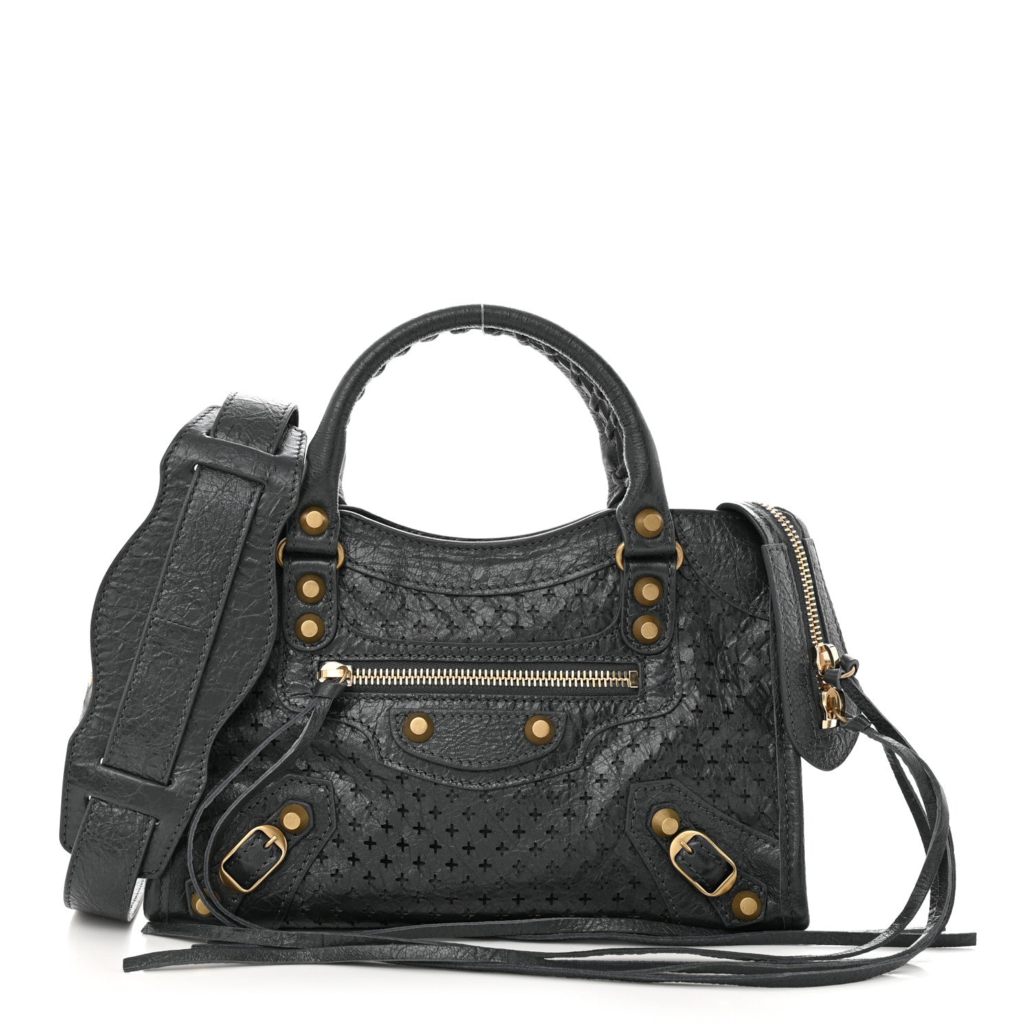 Balenciaga Agneau Stadio Laser Cut Cross Classic Gold Hardware Mini City Anthracite 1 of 10