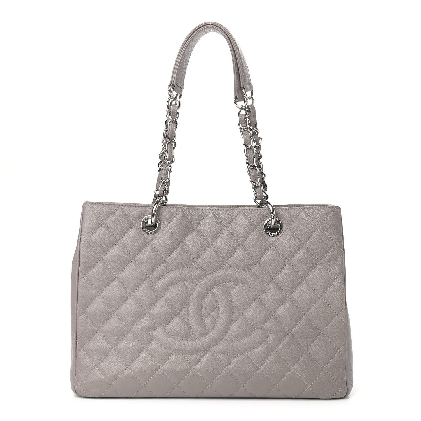Caviar Quilted Grand Shopping Tote GST Light Grey