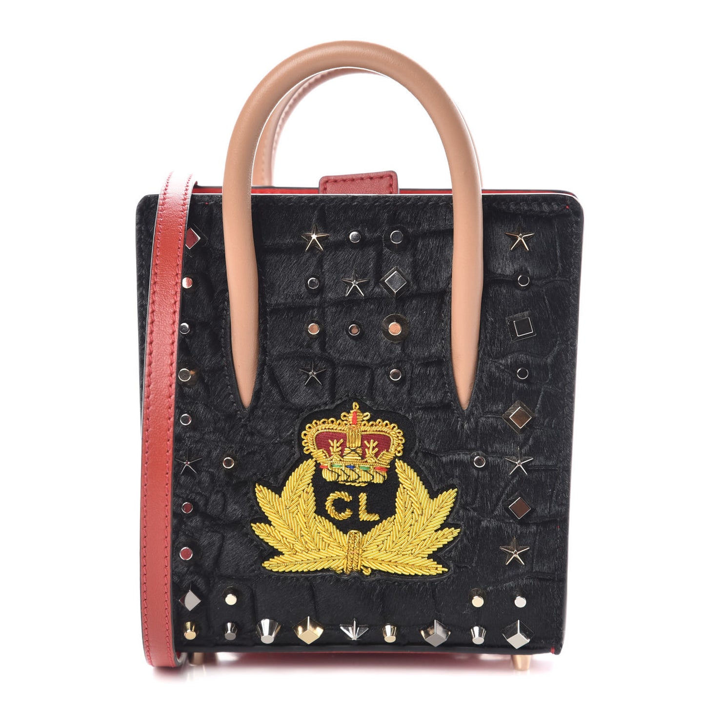 Calf Hair Calfskin Studded Nano Paloma Black