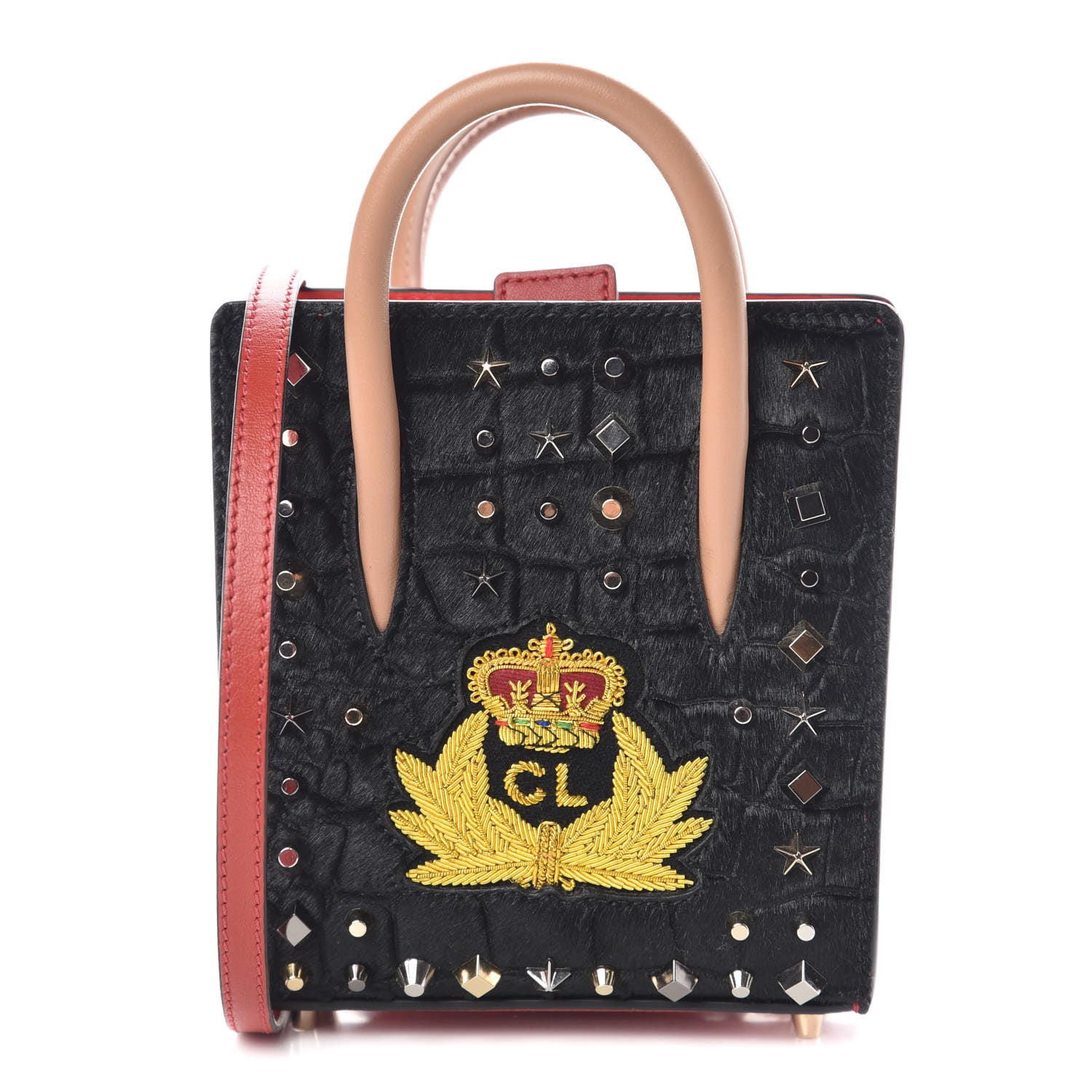 Christian Louboutin Calf Hair Calfskin Studded Nano Paloma Black 1 of 9