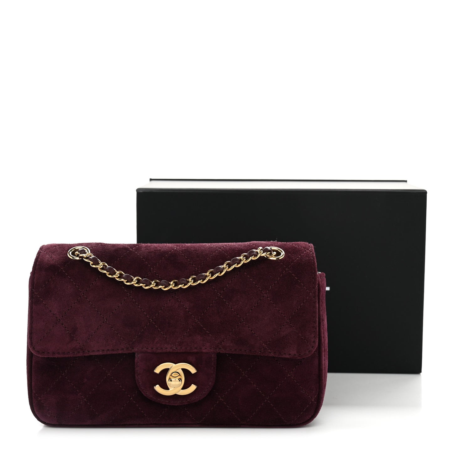 Suede Calfskin Mini Souplissimo Flap Burgundy