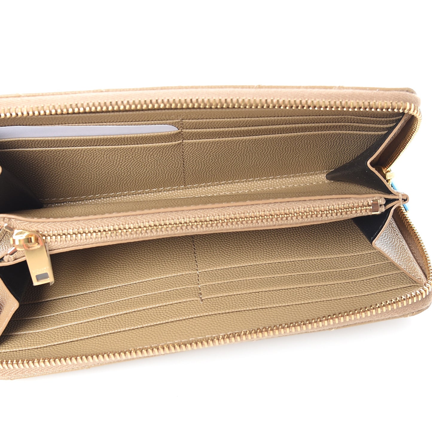 Grain De Poudre Matelasse Chevron Monogram Zip Around Wallet Dark Latte