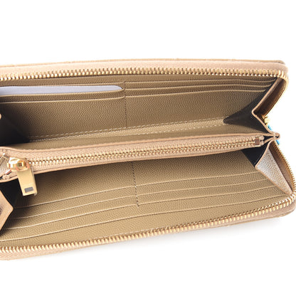 Saint Laurent Grain De Poudre Matelasse Chevron Monogram Zip Around Wallet Dark Latte 5 of 7