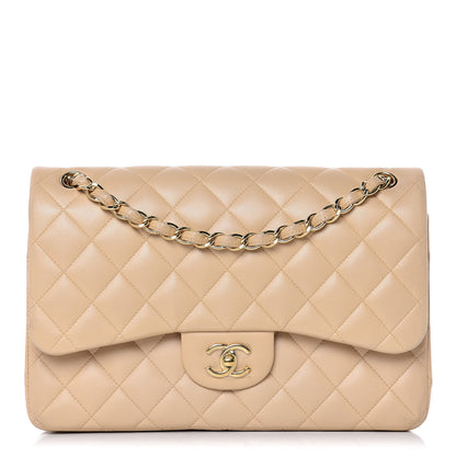 Chanel Lambskin Quilted Jumbo Double Flap Beige Clair 1 of 14