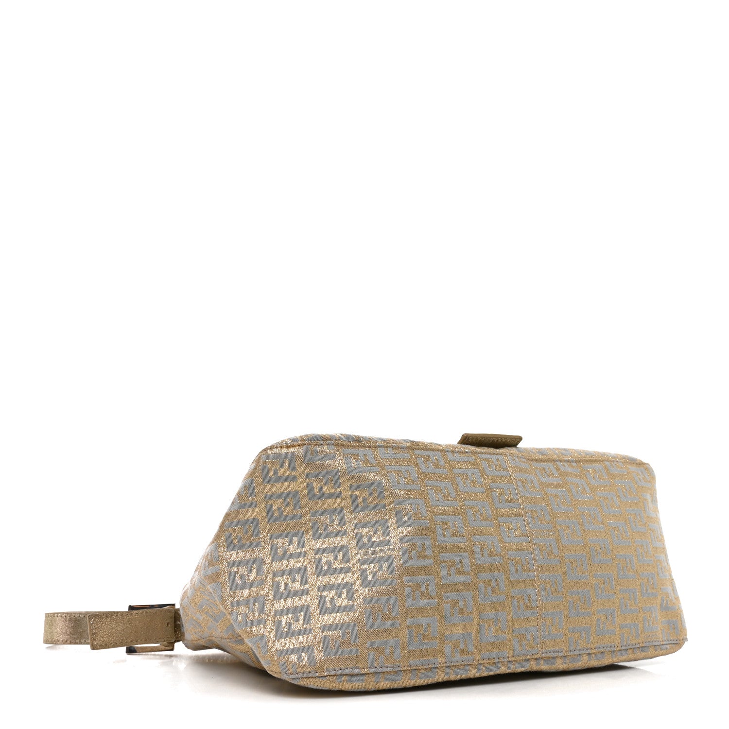 Fendi Metallic Jacquard Zucchino Suede Mama Baguette Peltro Argento Sabbia 4 of 10