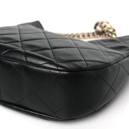 Chanel Lambskin Chain Rows Quilted Chain Hobo Black 9 of 9