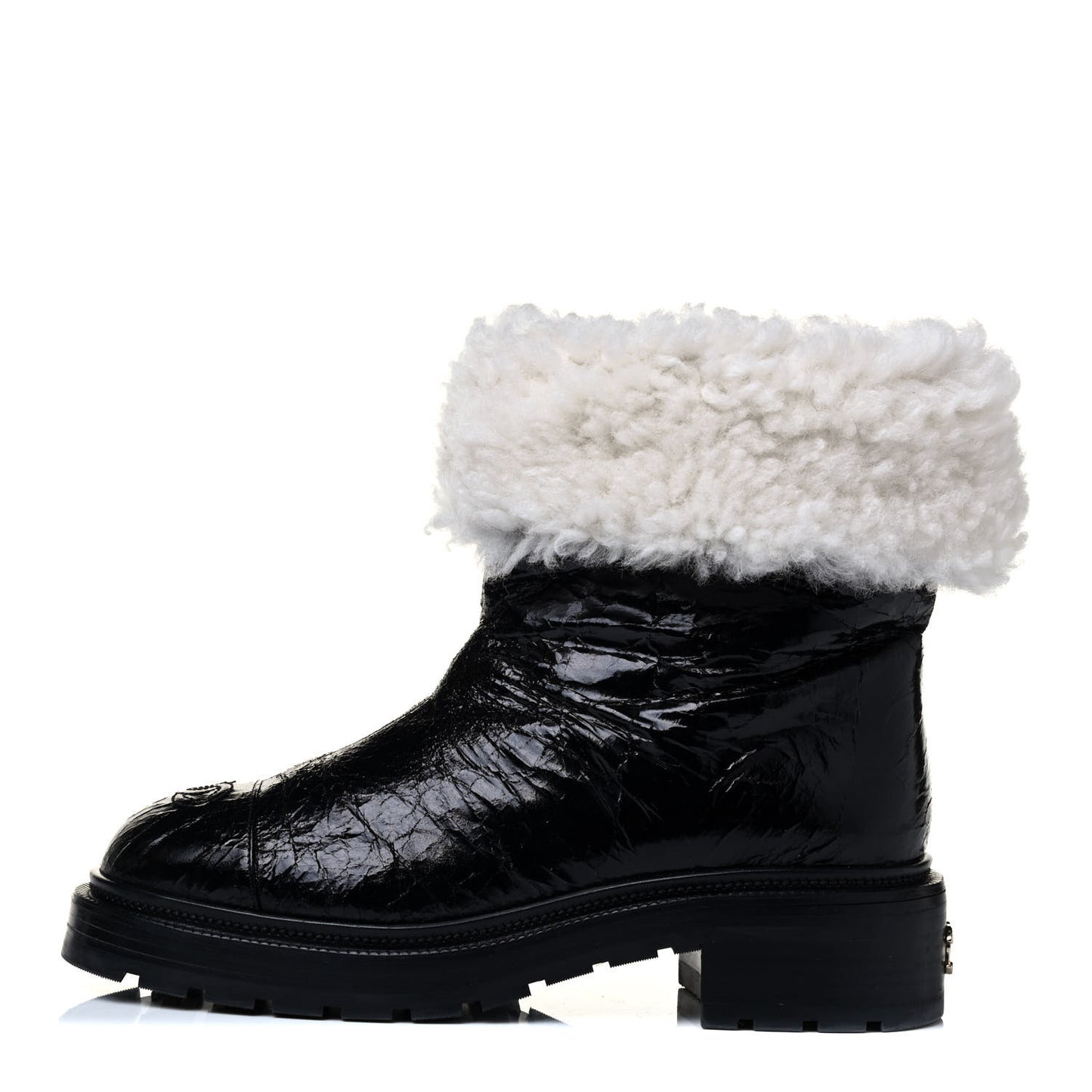 Lambskin Shearling Short Boots 39 Black