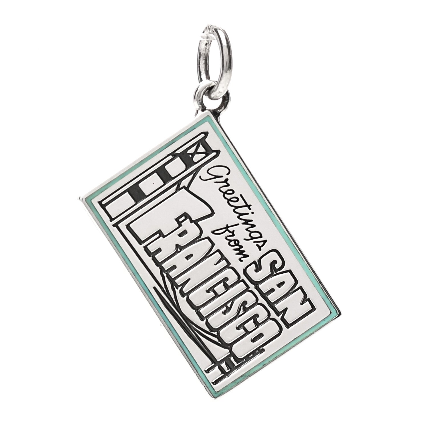 Tiffany Sterling Silver Enamel San Francisco Postcard Charm Blue 1 of 3