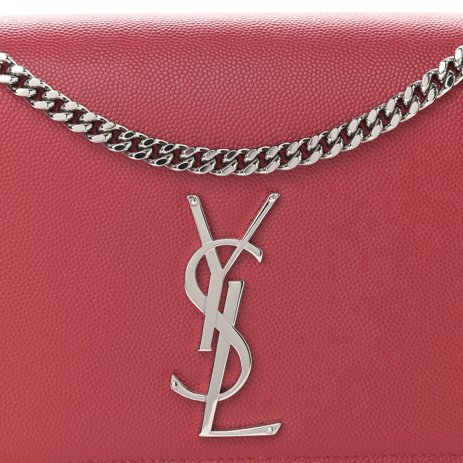 Saint Laurent Grain De Poudre Medium Monogram Kate Satchel Red 9 of 11