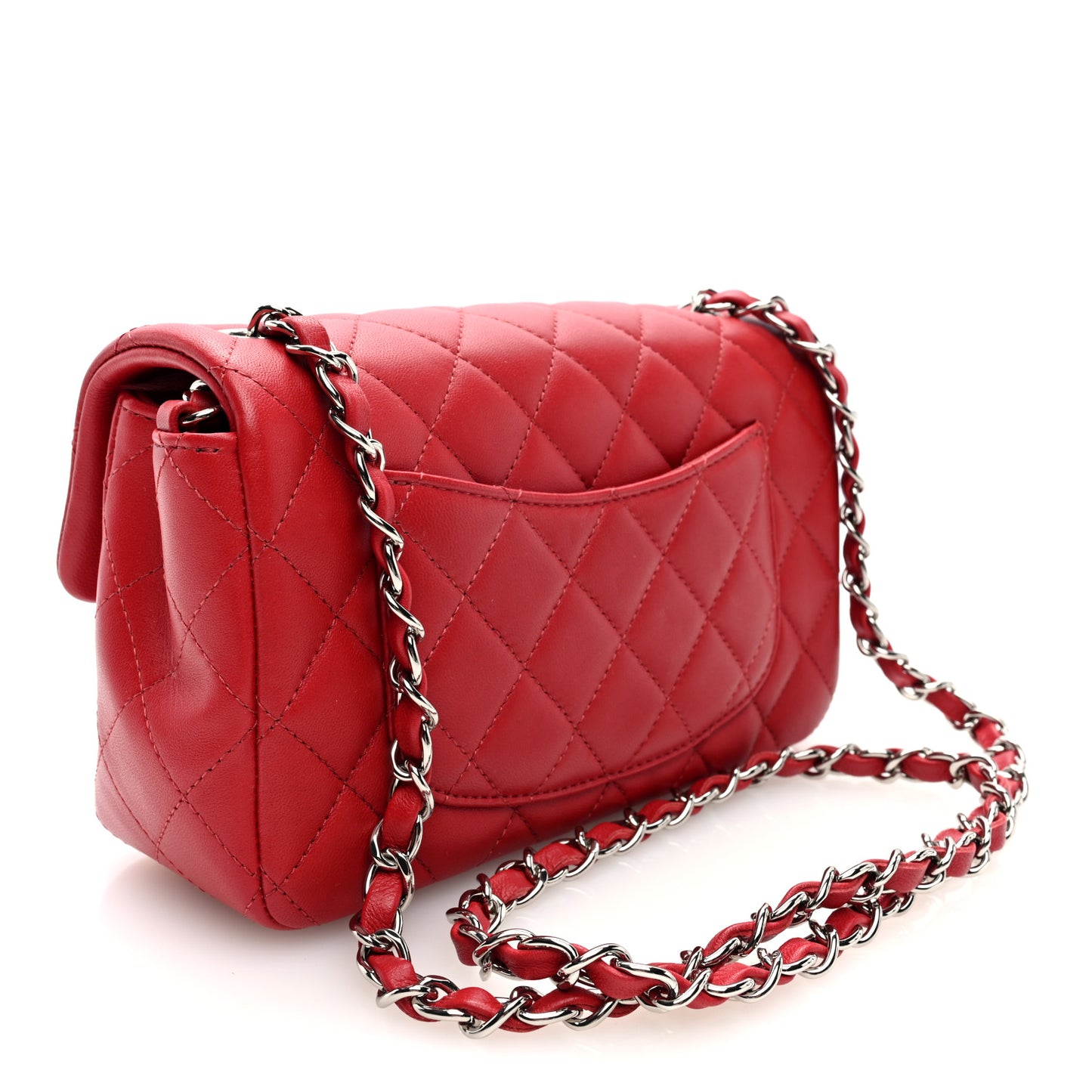 Lambskin Quilted Mini Rectangular Flap Red