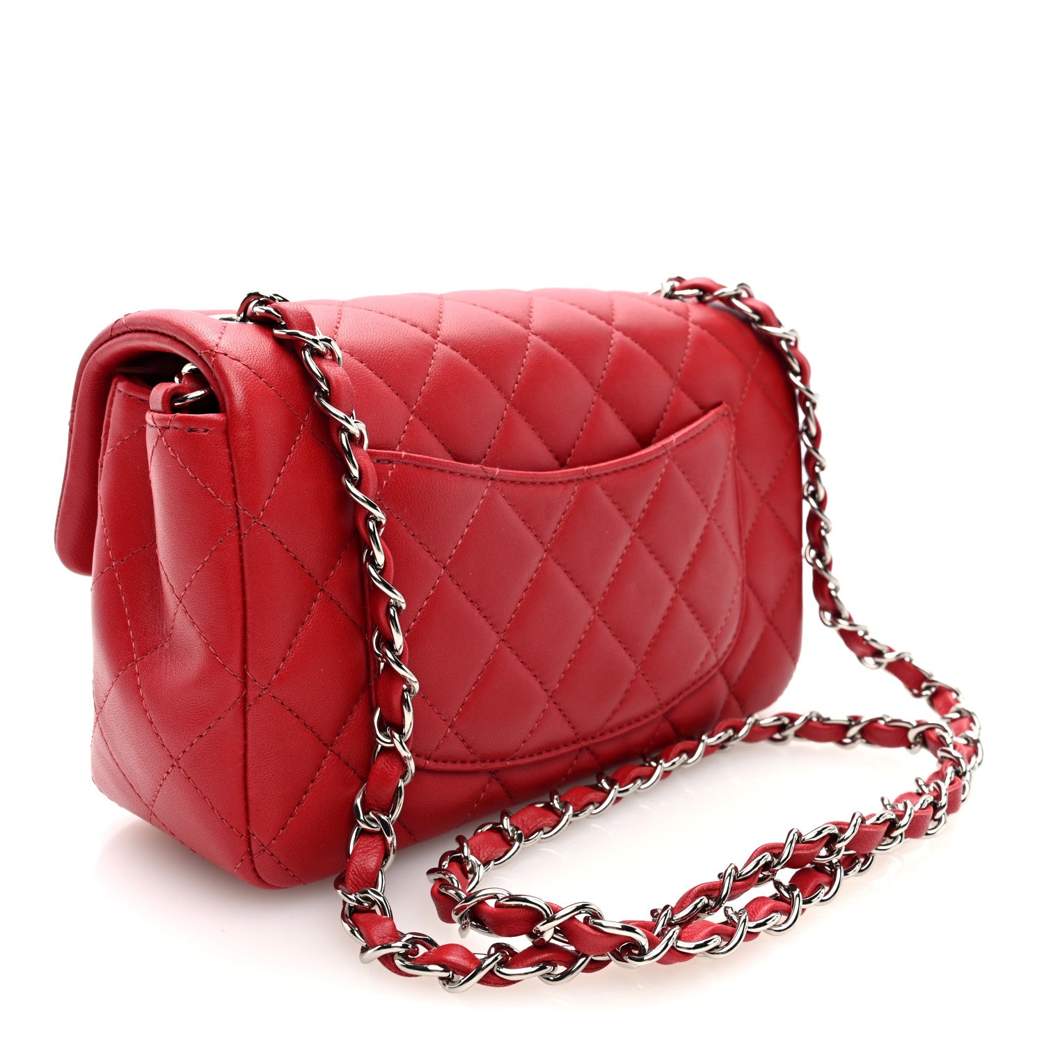 Chanel Lambskin Quilted Mini Rectangular Flap Red 2 of 9