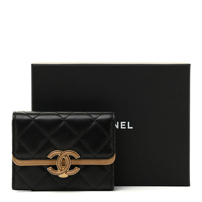 Chanel Lambskin Quilted CC Chic Flap Card Holder Black Gold 12 of 12