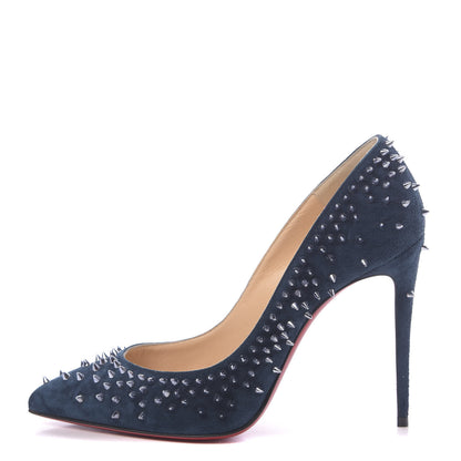 Christian Louboutin Veau Velours Studded Escarpic 100 Pumps 38 Quartz Petrol 1 of 8