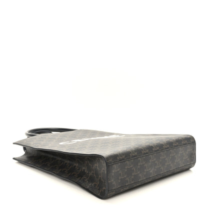 Celine Triomphe Canvas Calfskin Medium Vertical Cabas Black 4 of 8