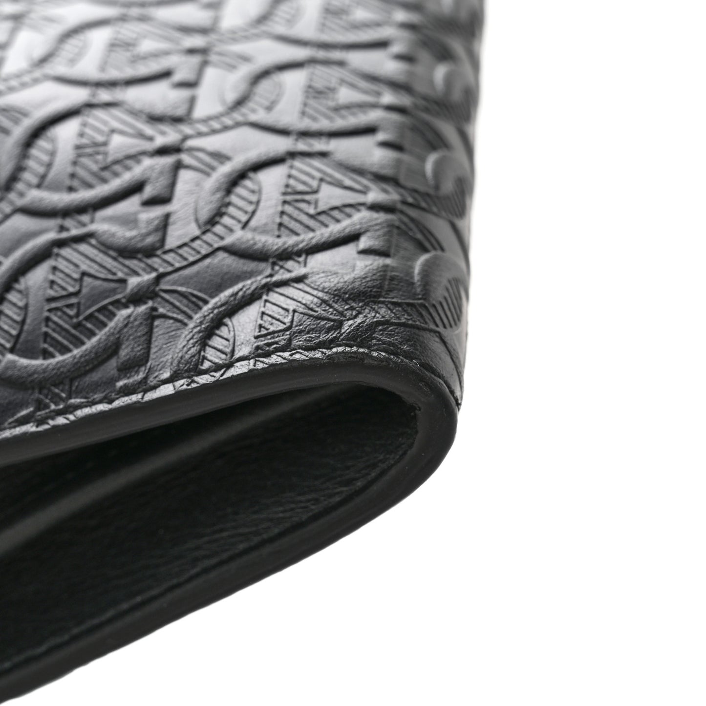 Calfskin Gancini Embossed Document Holder Black