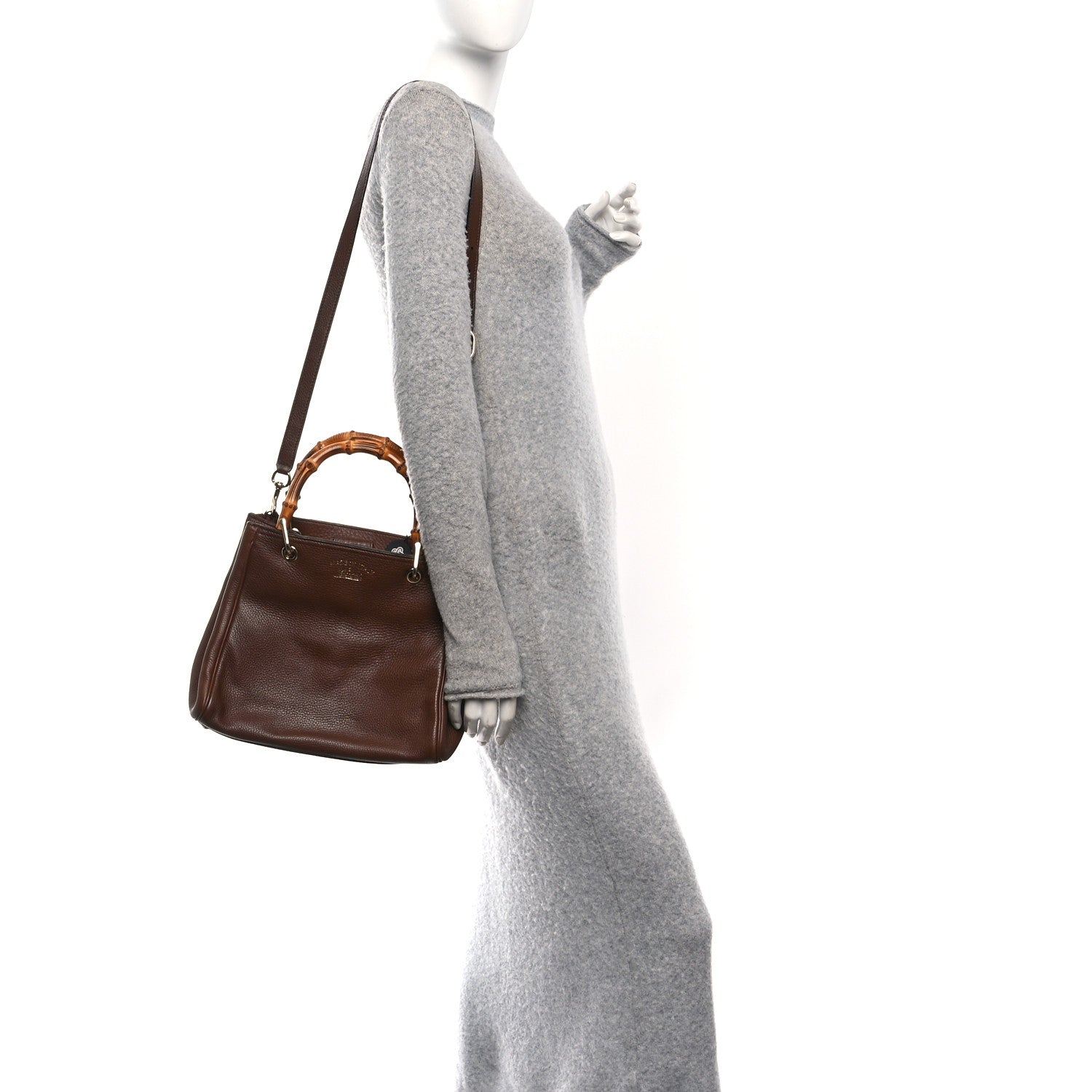 Gucci Calfskin Small Bamboo Shopper Tote Acero 2 of 11