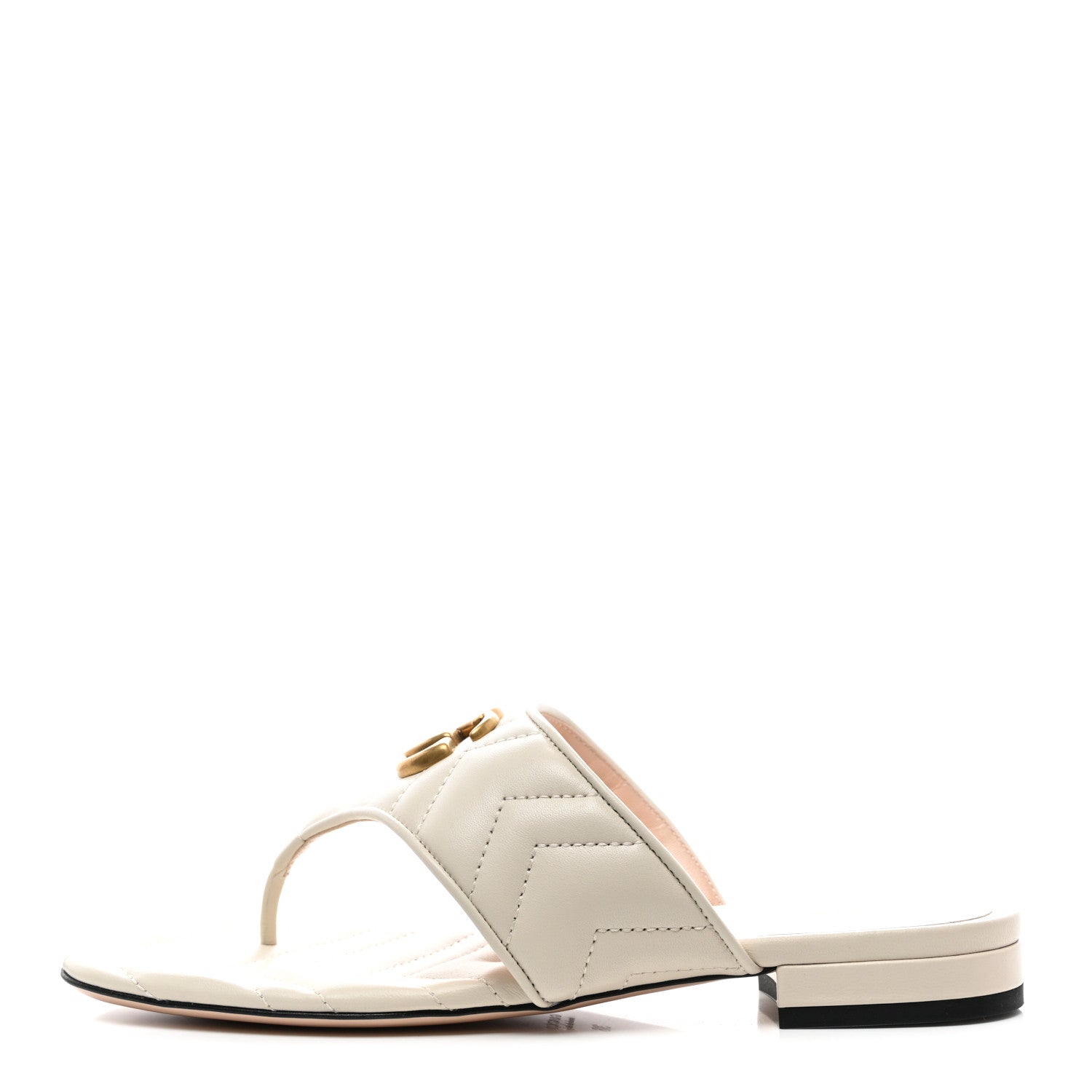 Gucci Nappa Charlotte Double G Marmont Thong Sandals 38 Mystic White 1 of 9