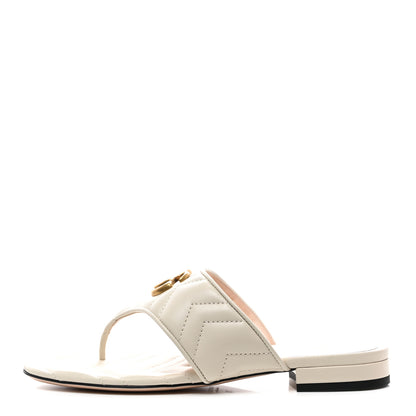 Gucci Nappa Charlotte Double G Marmont Thong Sandals 38 Mystic White 1 of 9