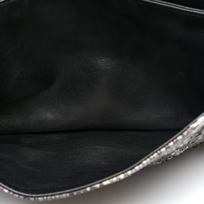 Balenciaga Snakeskin Classic Silver Hardware Envelope Strap Clutch 7 of 11