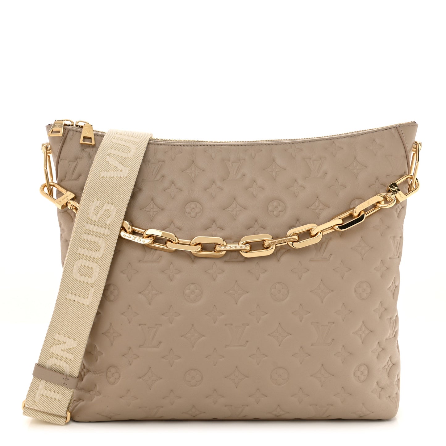 Lambskin Embossed Monogram Coussin Hobo MM Galet