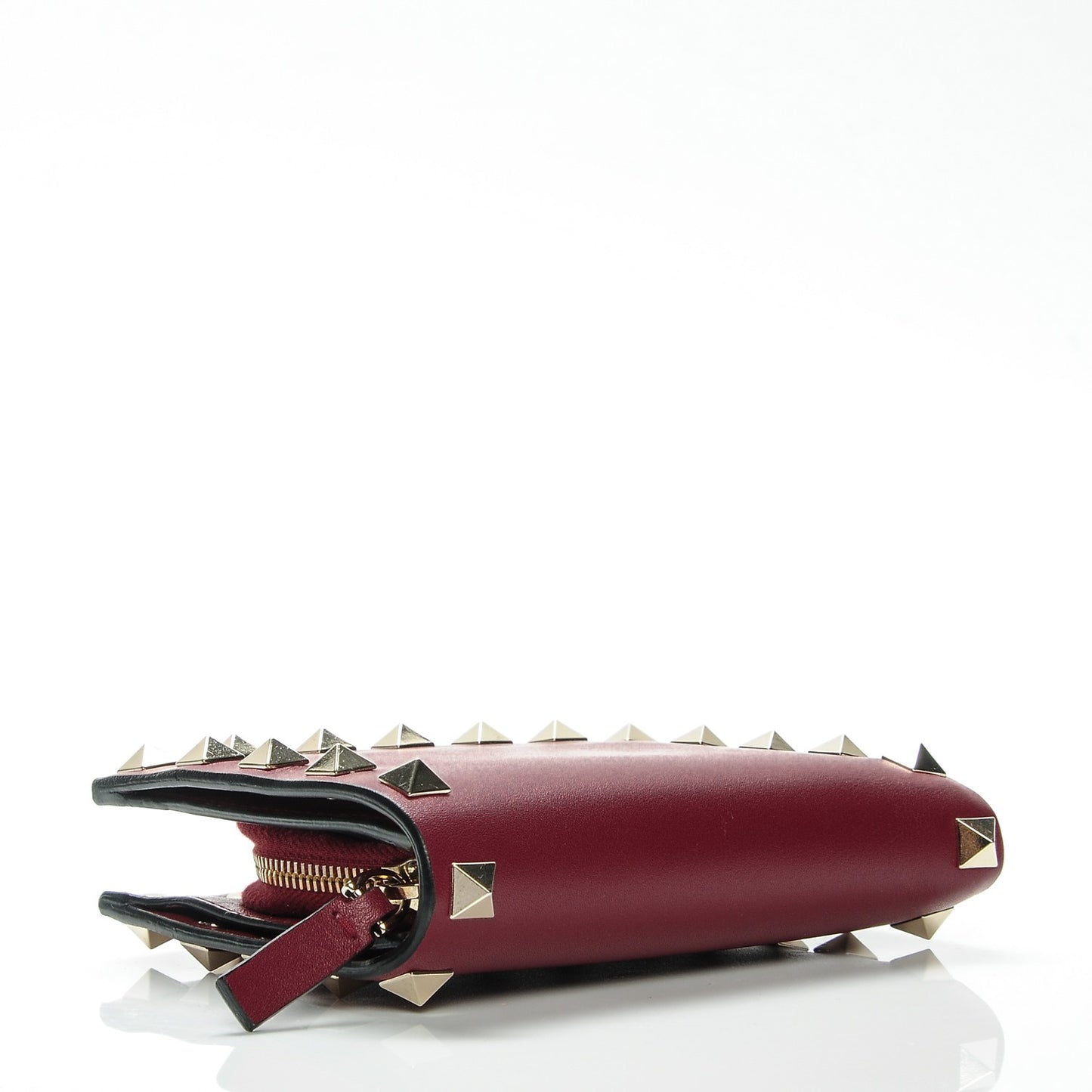 Calfskin Rockstud French Wallet Scarlet