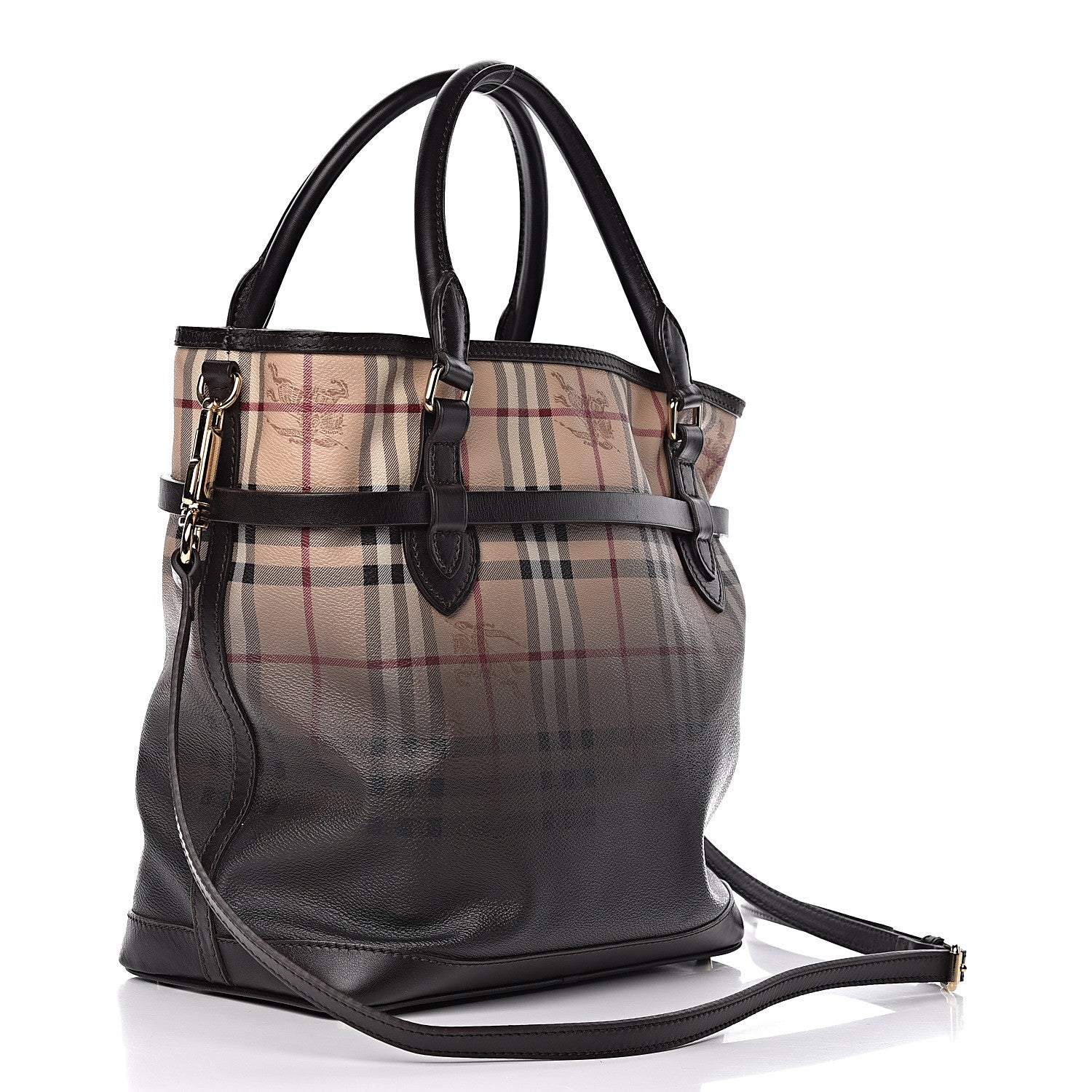 Burberry Haymarket Check Degrade Medium Liberton Portrait Tote Chocolate 4 of 14