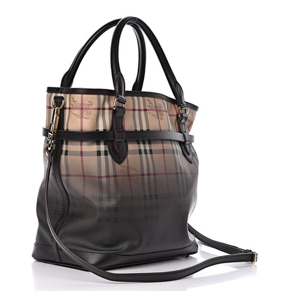 Burberry Haymarket Check Degrade Medium Liberton Portrait Tote Chocolate 4 of 14