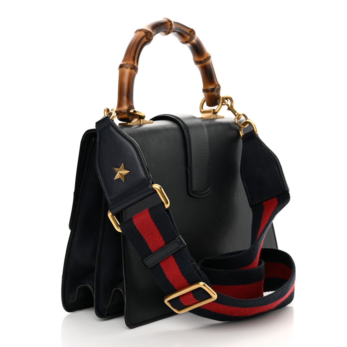 Moon Calfskin Bamboo Web Medium Dionysus Top Handle Bag Blue Emerald Hibiscus Red