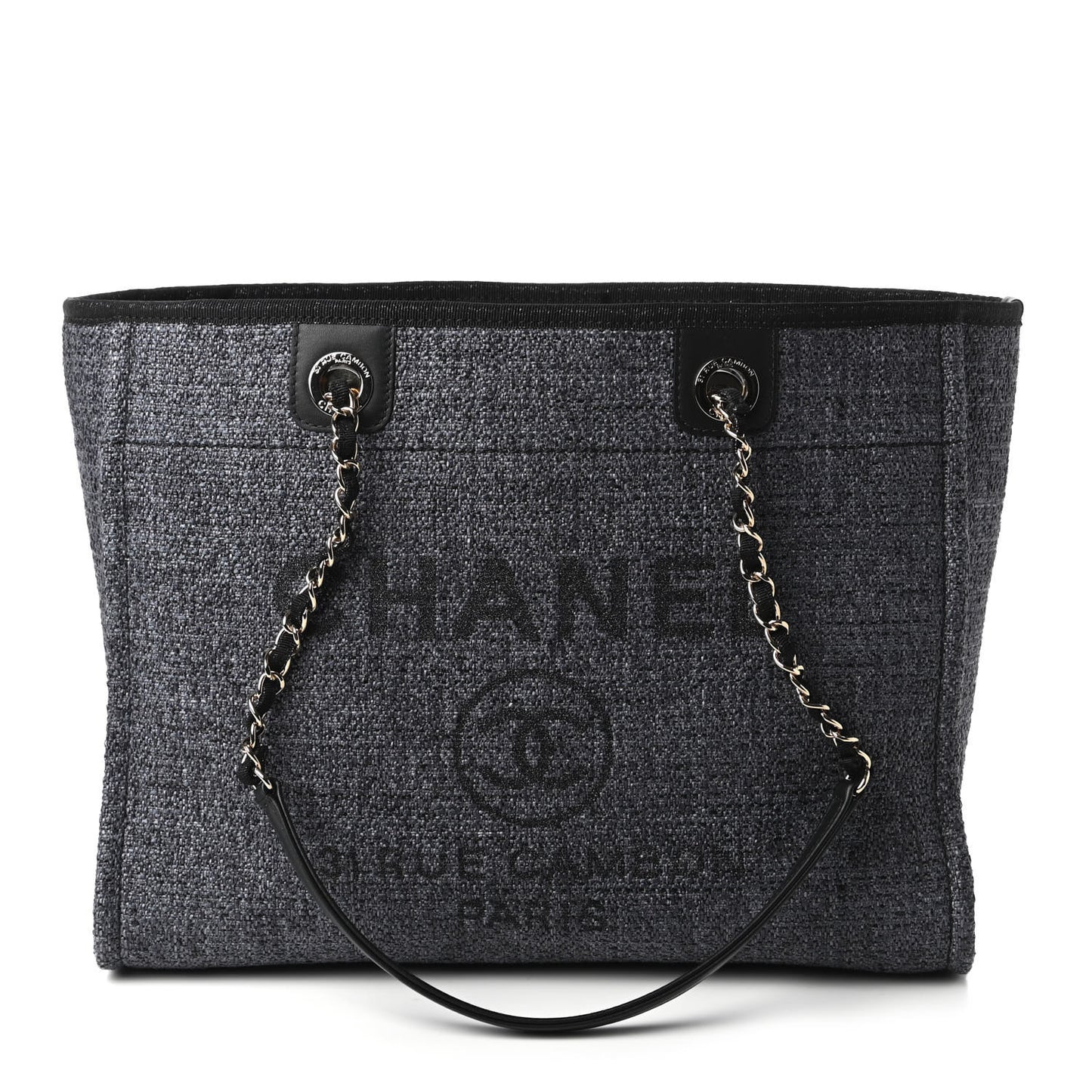 Lurex Straw Small Deauville Tote Black