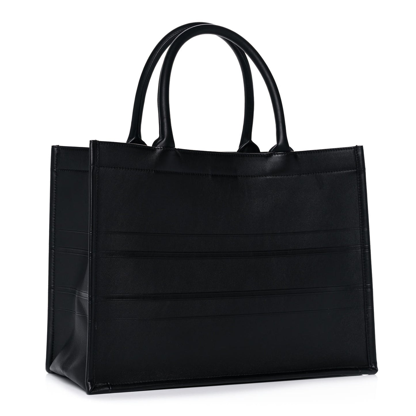 Calfskin Embossed Medium Book Tote Black